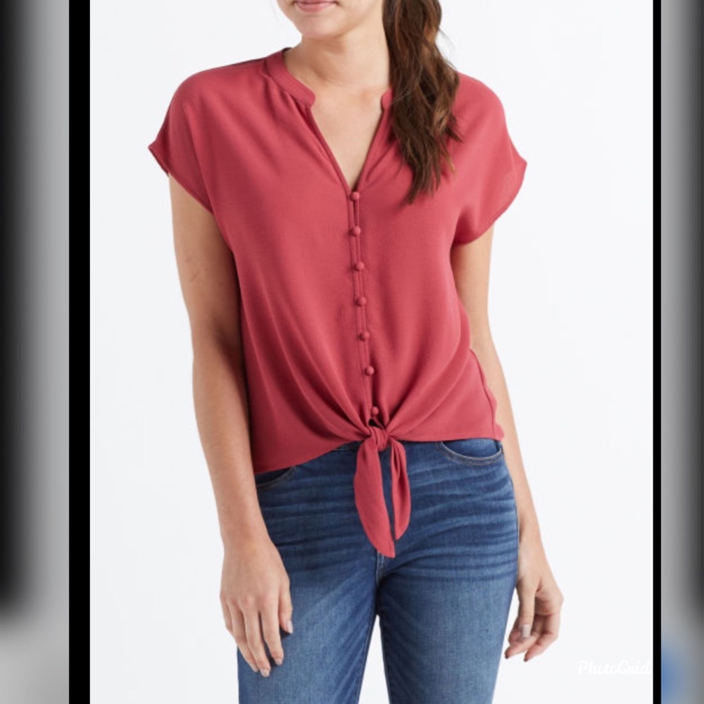 Pink Rose tie waist blouse
